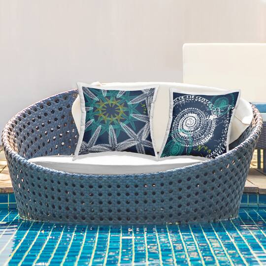 Stupell Industries Navy Sea Life Pattern Outdoor Throw Pillow Set